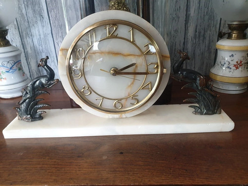 Horloge cheminée marbre - ,