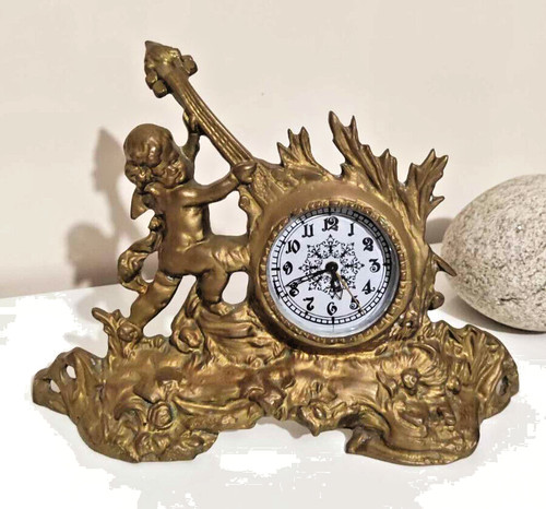 Horloge cheminée laiton - en,